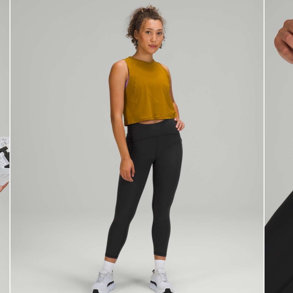 NWT Lululemon Power Thru High Rise Crop 23" Black size 6 - Picture 2 of 15